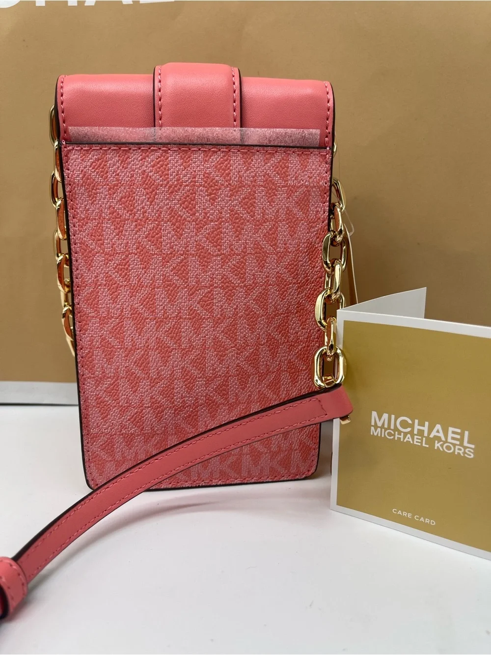 Michael Kors Carmen Small NS Phone Xbody Crossbody Bag Grapefruit NWT